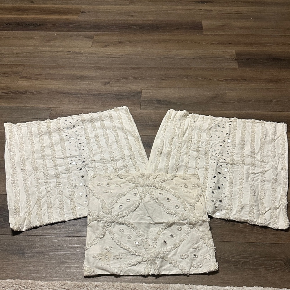 West Elm Elegant White Textured Pillow Covers